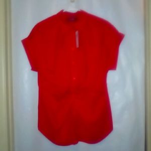 Ralph Lauren button tied knotted red blouse, M
